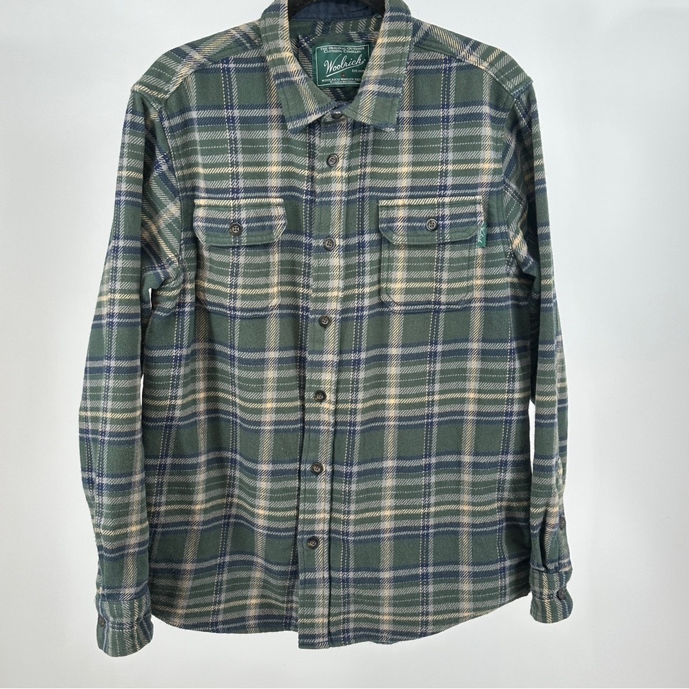 Woolrich Women’s Large Green Plaid‎ Shacket Jacket 100% Cotton Cozy